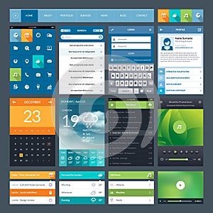 Set of flat design ui elements for mobile app and
