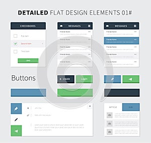Set of Flat design ui kit for webdesign
