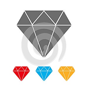 Set of flat diamond icons. Vector illustration.
