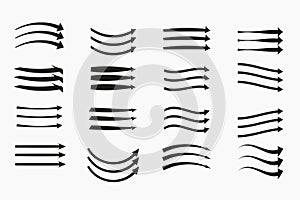 Set flat different arrows on white background