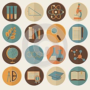 Set of flat education icons for design