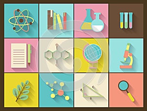 Set of flat education icons for design