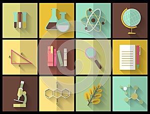 Set of flat education icons for design