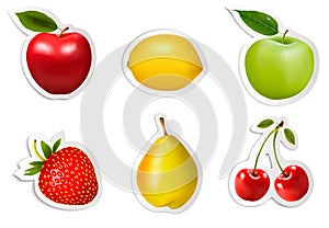 Set of flat fruit stickers.
