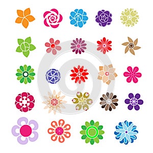 Set of flat icon flower in silhouette isolated on white vector