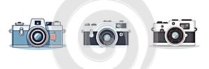 Set flat icon vintage camera on white background.