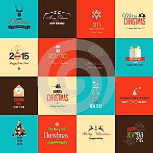 Set of flat icons for Christmas and New Year