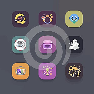 a set of flat icons with different shapes