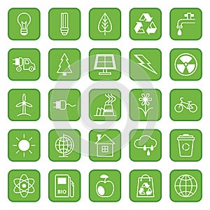 Set of flat icons Ecology and Environment
