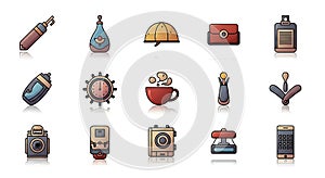 Set of Flat Icons: Everyday Objects and Gadgets