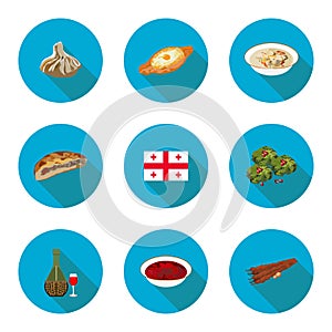 Set of flat icons Georgian dishes