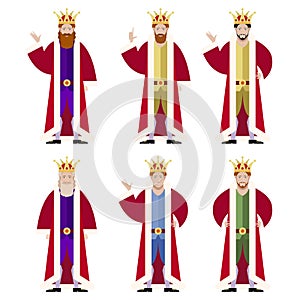 Set of flat king ikons photo