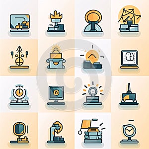 Set of flat line icons for science and education. Vector illustration