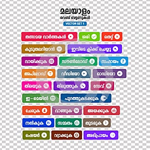 Set of flat Malayalam web buttons