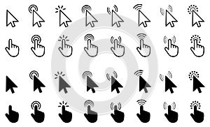 Set of flat modern cursor icons, touch sign â€“ vector