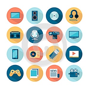 Set of flat multimedia icons