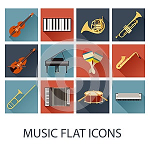 Set of flat music icons