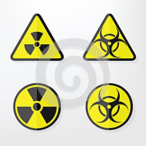 Set of flat paper Triangular and Round Warning Hazard Signs