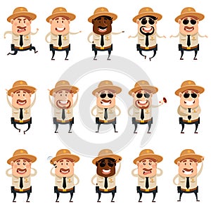 Set of flat police men icons