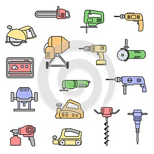 Set of flat repair tool icons.