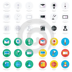 Set of flat school and education icons set