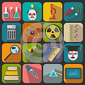 Set of flat science icons