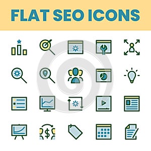 Set Flat Search Optimization Engine Icon