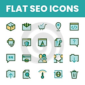 Set Flat Search Optimization Engine Icon