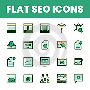 Set Flat Search Optimization Engine Icon
