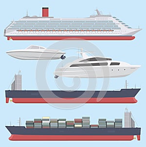 Set of flat style ships
