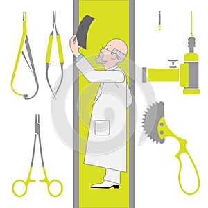 Set of Flat Surgery and Orthopedics Tools