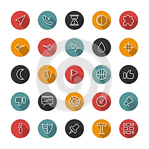 Set of flat thin icons. Style lines. Vector collection.