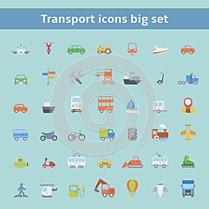 Set of flat transportation vehicles icons