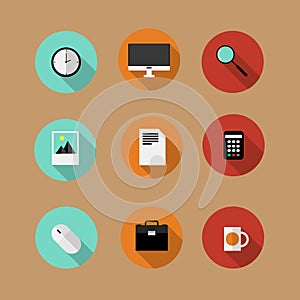 Set of flat vector bussines icons photo