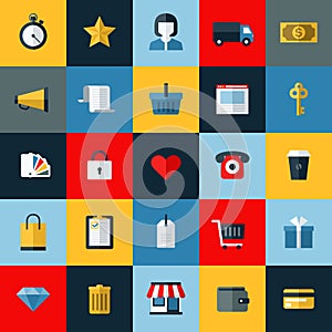 Set of flat vector online shopping icons