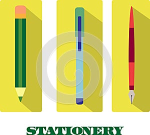 Set of flat vector stationary illustrations