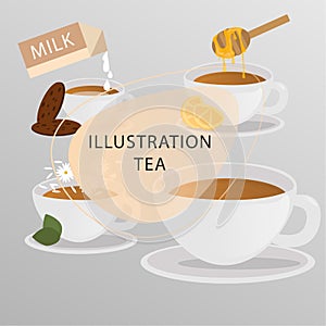 Set of flat vector tea icons