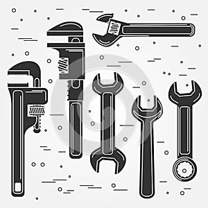 Set of flat wrench icon. Vector illustration.