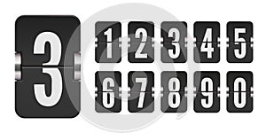 Set of flip score board numbers for countdown timer or calendar. Vector template for your design.