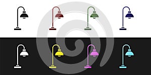 Set Floor lamp icon isolated on black and white background. Vector