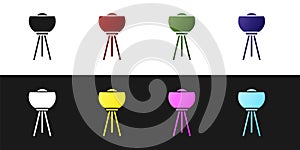 Set Floor lamp icon isolated on black and white background. Vector