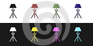 Set Floor lamp icon isolated on black and white background. Vector