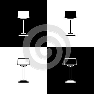 Set Floor lamp icon isolated on black and white background. Vector