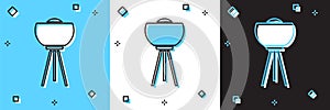 Set Floor lamp icon isolated on blue and white, black background. Vector