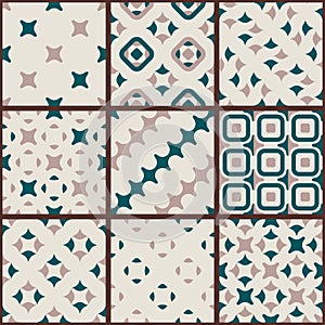 Set of Floor Tiles with Abstract Decorative Geometric Ornament