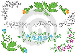 Set - floral elements for design - vector