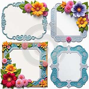 set of floral frameset frames