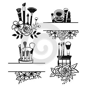 Set of floral makeup clipart template