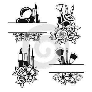 Set of floral makeup clipart template