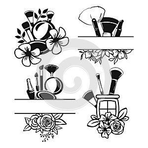 Set of floral makeup clipart template